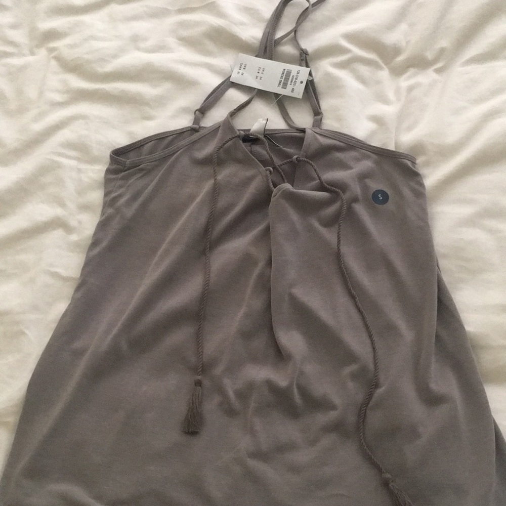 NWT Abercrombie lace up taupe tank